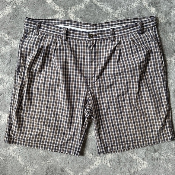 Savane Other - Savane Men's 3XL Grey & Tan Plaid Flat Front Shorts Preppy Classic Smart Casual